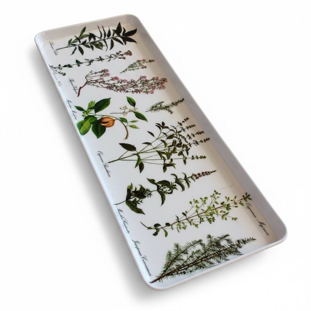 Vtg Mebel Italy Botanical Herb Melamine Sandwich Tray Floral Garden Retro 80s